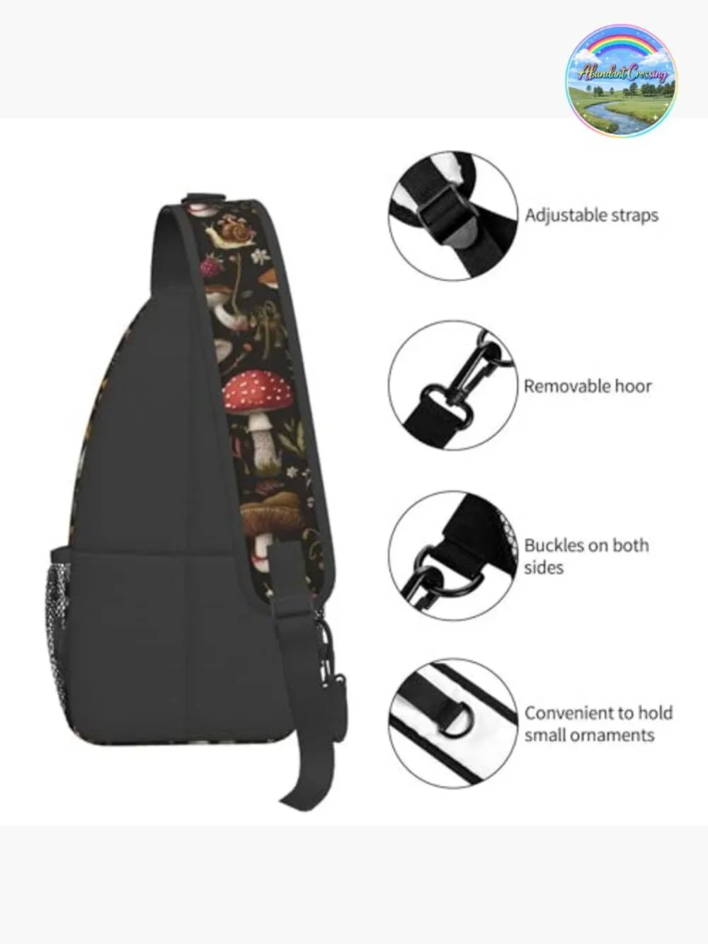 Sling Backpack Unisex Crossbody Chest Bag Hiking Travel Polyester Adjustable